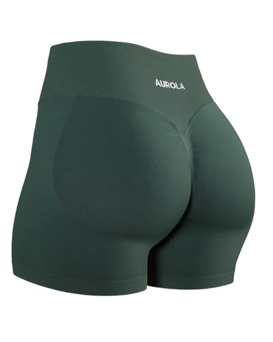 Image of AUROLA Influence Workout Shorts for Women,2.5 3.5 4.5 5.5 6.5 No Roll Up Squat Proof Scrunch Seamless Compression Gym Short