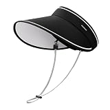 [ZVCXOE] サンバイザー レディース 春夏 サンハット UVカット 帽子 通気 吸汗速乾 ハット つば広 小顔帽子 日焼け防止 サイズ調節 飛ばない 折りたたみ 自転車 テニス ゴルフ スポーツ 男女兼用 ブラック