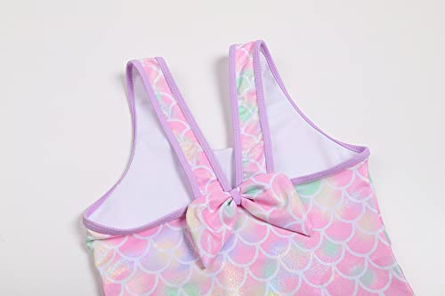 Image of Girls One Piece Rainbow Unicorn Swimsuit Stars Print Swimwear Bathing Suit