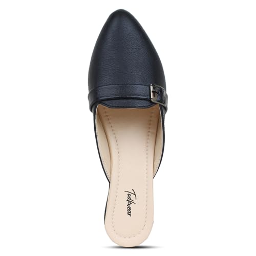 Image of Todhwear Flats Slip On Backless Loafers Womens Slides Shoes Office Mules | Casual Flats Slides Mules for All Day Comfort | Flat Fashion Sandals |