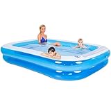 Splosh Inflatable Family Swimming Pool For Kids - Large Rectangle Kids Paddling Pool 2.62m x 1.75m - Easy To Inflate - Kids Paddling Pools For Garden