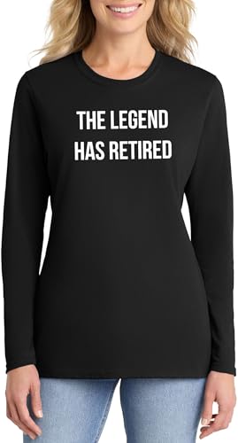 Comical Shirt Ladies The Legend Has Retired Long Sleeve Cotton Tee, Black, The Legend Has Retired