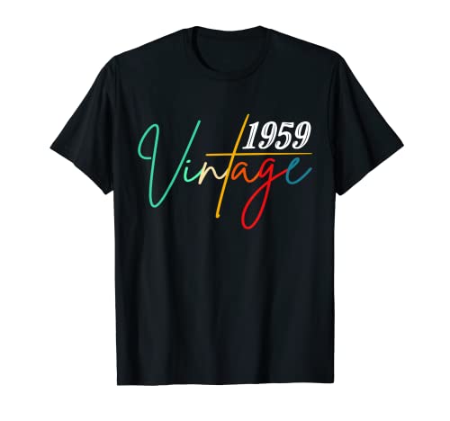 Vintage 1959 Camiseta de cumpleaños 63 Letras Retro Gráfico Camiseta