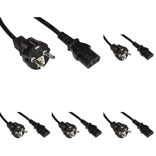 Cable IEC C13 Link LKSK30D de 3 metros con toma Schuko recta para evitar desconexiones en pack de 5