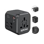 EPICKA 35W Universal Travel Adapter with 2 AC Outlet, European Travel Plug Adapter with PD Fast Charging, 6-Port (2 AC/2 USB-C/3 USB-A) International Power Adapter - Travel Essentials (TA-205, Black)