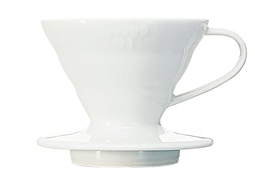 Hario V60 Keramisk Kaffedroppare Häll över kon Kaffebryggare Storlek 01, Vit