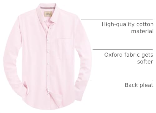 Image of Alimens & Gentle Mens Solid Oxford Shirt Long Sleeve Dress Shirt Work Casual Button Down Shirts with Pocket