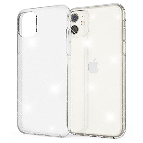 Angoli Rinforzati Antigraffio NALIA Custodia Glitter Per IPhone 12 Pro Max - Cover Silicone Scintillante - DAZZLIN (Trasparente & Antiurto) - Marchio Tedesco, Colore:Trasparente Custodia Trasparente Scintillante