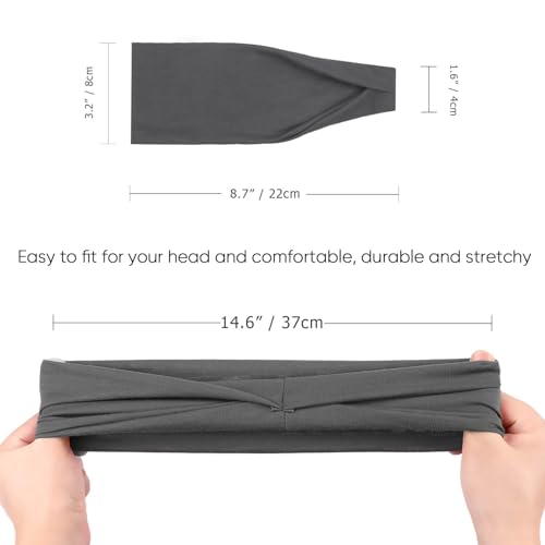 Image of DRESHOW Yoga Sports Headbands for Women Elastic Non-Slip Headbands Workout Running Hair Bands 6 Pack