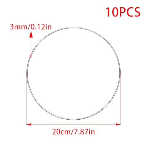 Image of Pocoxll 10 Pcs 8 Inch Metal Hoops for Crafts, Dream Catcher Rings, Wire Wreath Frame Floral Hoop Rings for Wedding Wreath Decor and DIY Wall Hanging Crafts(Silver)
