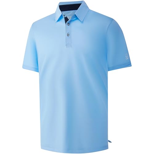 Image of Mens Golf Shirt Short Sleeve Moisture Wicking Dry Fit Performance Solid Pique Collared Golf Polo Shirts for Men