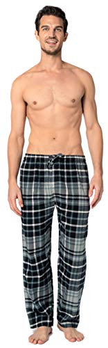 Andrew Scott Men's 3 Pack Cotton Flannel Fleece Brush Pajama Sleep & Lounge Pants (Small, 3 Pack- Plaid Black, Blue, Red) #TOP4