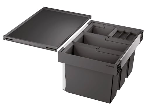 BLANCO FLEXON II 60/4 | Abfall Müllsystem | für 60 cm breite Unterschränke | zum Einbau in Schubladen | 2 x 15l und 2 x 6l Eimer | 1 x Eimerdeckel 6l | Minimale Einbauhöhe: 355mm | [56,8x40x37,1 cm]