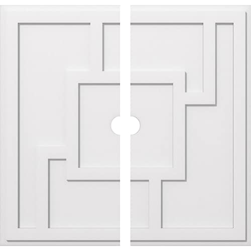 Ekena Millwork CMP38KX2-03000 Knox Architectural Grade PVC Contemporary, Two Piece Urethane Ceiling Medallions 38"OD x 3"ID x 13 1/4"C x 1"P