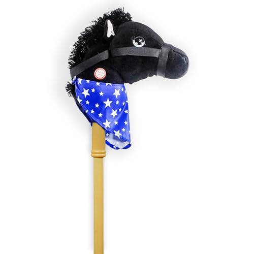 Ponyland: Music Stick Animal – Black Horse – Music Button, Sturdy Two-Piece Stick W/Colorful Soft Plush Animal Head, Pretend Play Toy, Kids Ages 3+