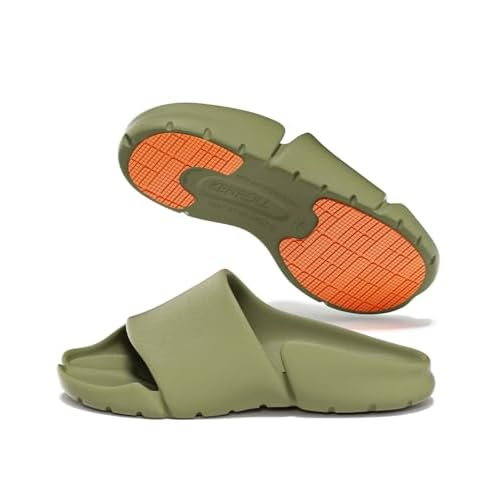 KENROLL Outdoor Slippers, Non Slip Shower Shoes for Women and Men, Outdoor and Indoor Lightweight House Sandals Green 10.5-11.5 Women/9.5-10.5 Men