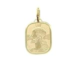 Colgante medalla de oro amarillo de 18 quilates, 750, rectangular, cara de Cristo, longitud de 20 mm, fabricado en Italia