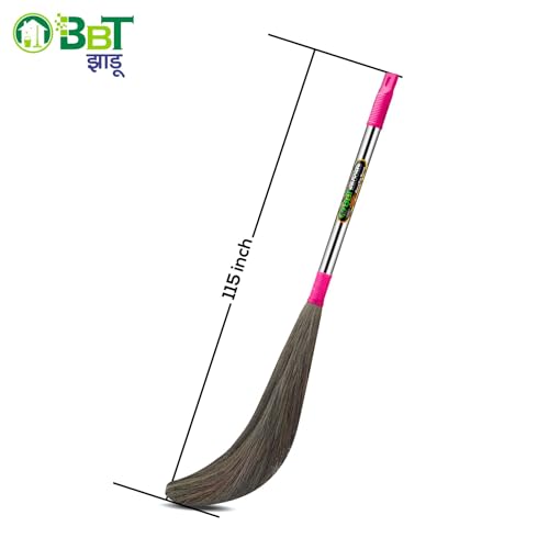 Image of BBT Phool Jhadu | Natural Grass Broom Stick for Home Cleaning | Eco-Friendly Long Handle Jhadu | Anti Dust, Lightweight & Durable Pack of- (1, NO-1)