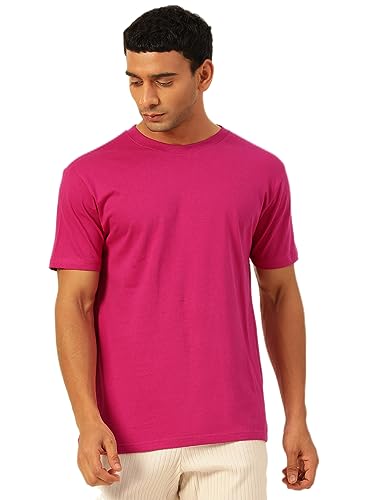 Image of Solid Soft Cloth Round Neck Cotton Relaxed Fit T Shirt