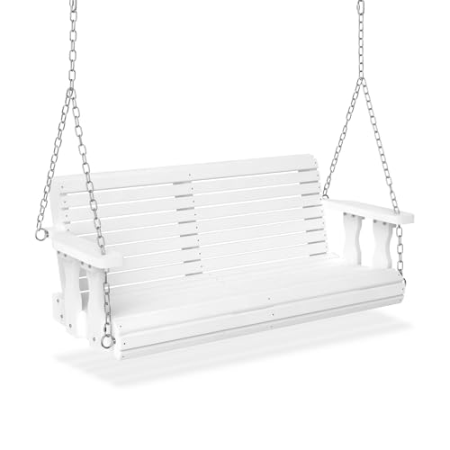 Image of VINGLI 2026 Upgraded 4 FT Wooden Porch Swing, 880 LBS Heavy Duty, White