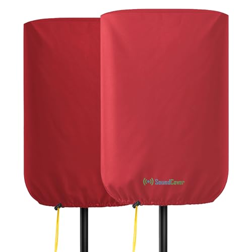 SoundCover Professional Grade 600D Protective Cover for Stand Mounted 8" PA/DJ Powered Speaker - Red - Includes a 420D Storage Bag and reinforced yellow Paracord 700 draw cord