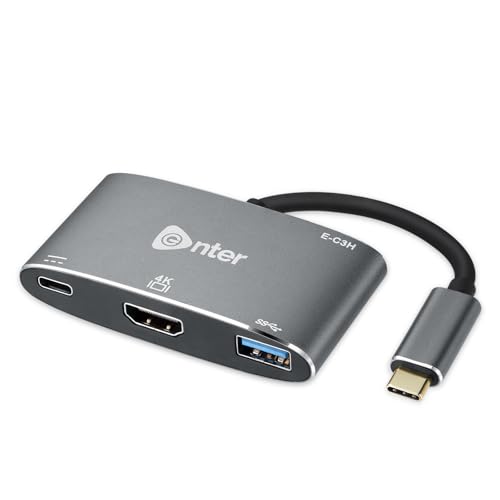Image of Enter High-Speed 3-in-1 Type C to HDMI Adapter, PD Charging Upto52W, USB3.0 Delivers Quick Transfer Speed of 5GBPS, UHD 4K@30Hz, Aluminium Case