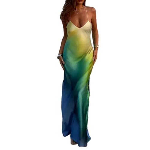Maxi robe longue caraco en dégradé avec col en v plongeant