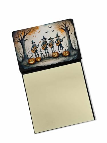 Caroline's Treasures Mariachi Skeleton Band Spooky Halloween Sticky Note Holder Refillable Dispenser Self-Sticky Note Pads, Memo Pads Blank Desk Accessories