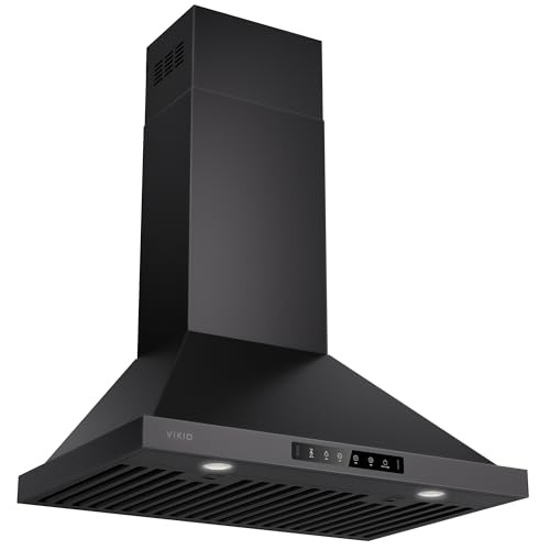 Image of VIKIO HOME 30 Inch Pro Wall Mount Range Hood 980CFM, Direct 3 Speed Panel with Gesture & Touch Control, Ducted /Ductless Stainless Steel Kitchen Vent Hood, Delay Shut-Off, Includes Duct & Filter, Black