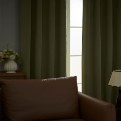 Image of Extra Long 10 FT Blackout Curtains for Patio 120 Inches Long 2 Panels Set, Solid Thermal Insulated Energy Saving Rod Pocket Window Treatment Curtains Blackout Drapes, W50xL120, Sage Green