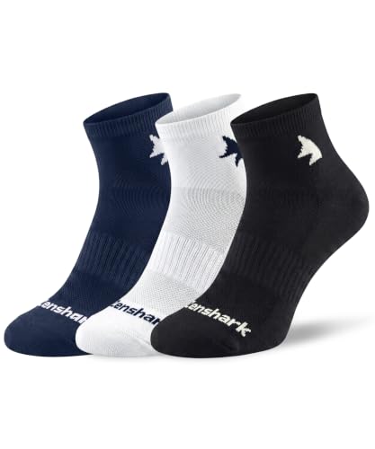ZENSHARK Bamboo Socks for Men & Women, Pack of 3 (Black/White/Navy Blue) | Anti-Odour Lightweight Ankle Socks | Breathable Sweat-Absorbing Natural bam