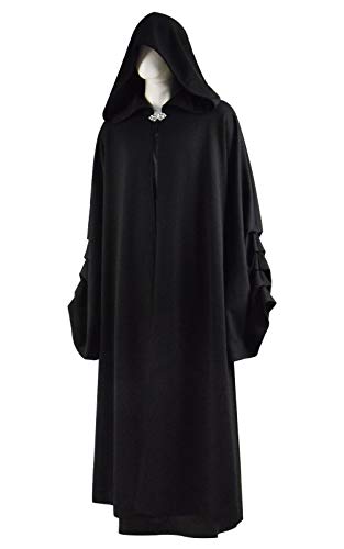 Masfrida Sheev Palpatine Costume Hooded Cloak Robe Darth Sidious Costume Skywalker Tunic Knight Costumes (Black Medium)