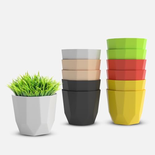 Image of YUCCABE ITALIA SHERA Hexa Plastic Planter Pot for Plants | Decorative Flower Pot | UV Protected Lightweight Indoor Outdoor Gamla for Home Decor, Balcony, Garden & Living Room
