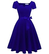 Girstunm Women's Classic Tea Dress Short Sleeve Swing Cocktail Party Dresses with Pockets