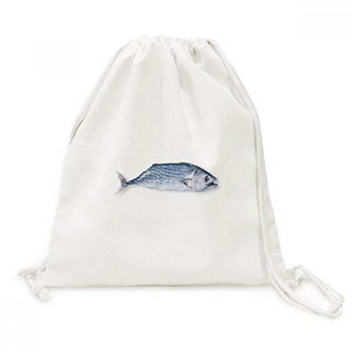 Sac cordon en toile imprimé poisson frais bleu océan avec bretelles souples