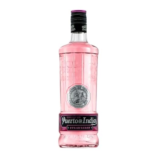 Puerto de Indias Sevillian Premium Strawberry Gin – aromatischer Erdbeer-Gin aus Spanien mit 37,5% vol, ideal für Pink Gin Tonic und Cocktails mit frischen Beeren, 0,7 l Flasche