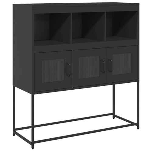 vidaXL Aparador de Acero Laminado en frío Negro 100,5x39x107 cm