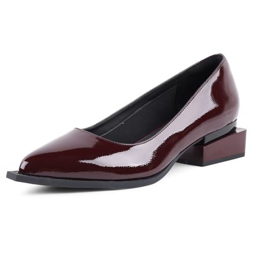 Image of LingxiaUne Dress Shoes for Women, Comfortable Dressy Flats, Womens Chunky Heel Pumps with Arch Support and Pointed Toe