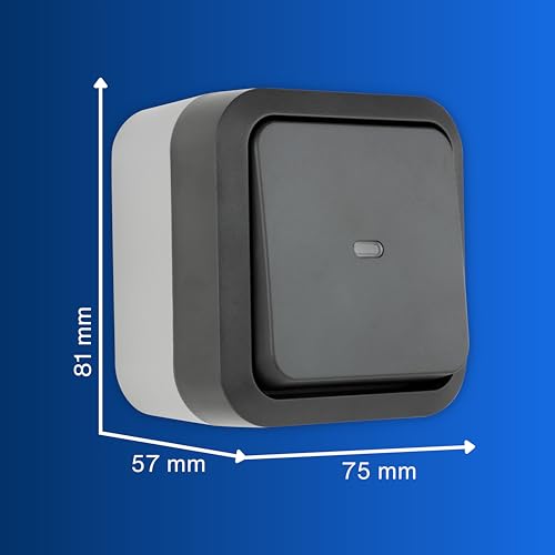 REV 0004330400 AquaStorm Control Switch Wet Room IP55 Single Pole Surface-Mounted Anthracite, Grau, 1x Kontrollschalter - Image 3