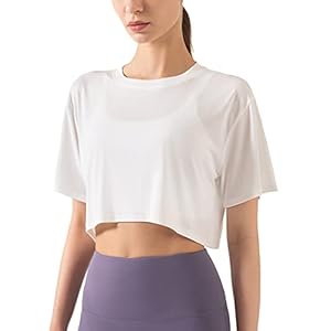 Hanyomo Women’s Fitness Workout Crop Tops Short Sleeve Yoga T-Shirts Athletic Running Sports Shirts