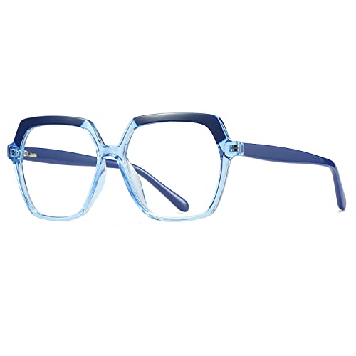 Image of Oversized Blue Light Glasses for Women Men, Anti Eye Strain Computer Glasses for Reading /Gaming
