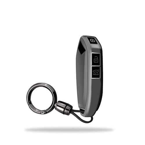 Image of SIAGO TPU Key Cover and Round Key Chain Compatible with Kia 3 Button Flip Key (Grey)