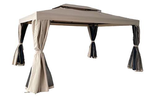 Gazebo da Giardino in Alluminio con Tende Laterali e Zanzariere