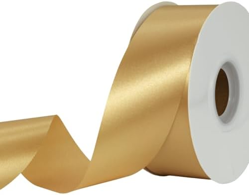 Amazon.com: Gold Ribbon 1-1/2 Inch x 50 Yards Satin Ribbon Single Face ...