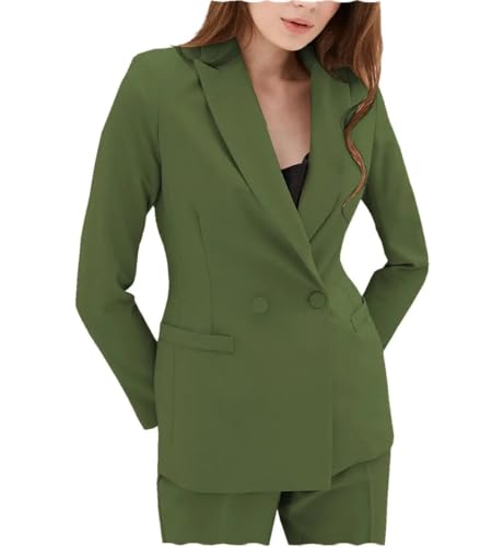 Women's Suit 2 Piece Peak Lapel Casual Outfits Two Button Blazer Pant Set Lady Business Office Dinner Pant Suits