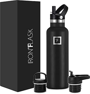 IRON °FLASK Sports Water Bottle - 945 ml, 3 Lids (Straw Lid), Vacuum Insulated Stainless Steel, Hot Cold, Double Walled, Thermo Mug, Standard Metal Canteen