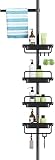 FRDECON Rustproof Shower Caddy Corner for Bathroom, 4-Tier Tension Pole Stainless Steel Shower Organ
