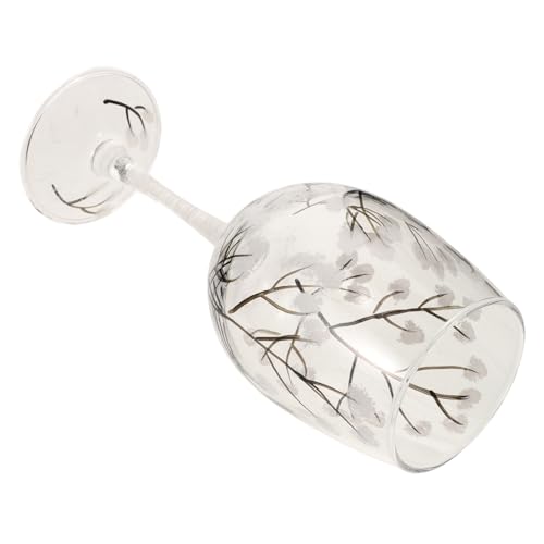 Toyvian Copa de Vino Tallo Largo de Cristal Pintado a Mano 464 Ml Color Invierno, Copa de Vino Única para Cumpleaños y Catas, Decoración de Hogar Artística y Funcional