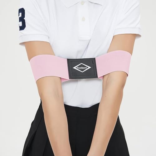 Scott Edward Pro Golf Swing Training Aid, Swing Correcting Arm Band Correct Training Swing Gesture Alignment Practice Tool for Golf Beginners (Pink)