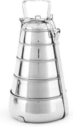 HRS India Boîte à déjeuner en acier inoxydable Tiffin en forme de pyramide Boîte à bento 5 étages